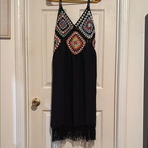 Black Crochet Fringe swim cover up